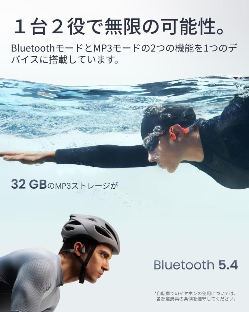 Shokz OpenSwim Pro 骨伝導 水泳用 ワイヤレスイヤホン グレー