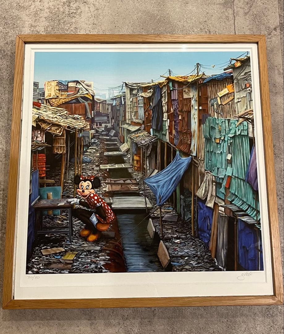 ジェフジレット「Shadow City Minnie」　額装済み　バンクシー