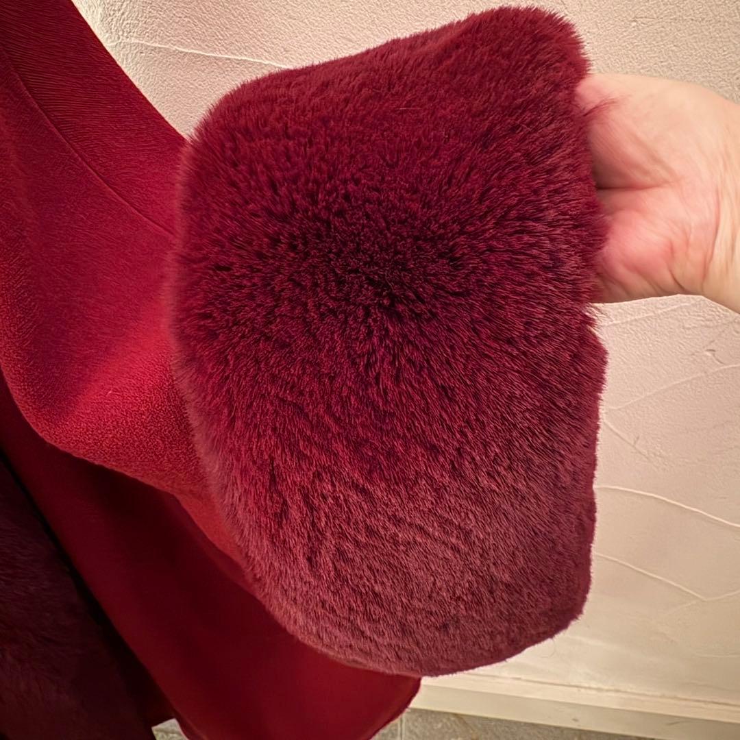 S*様 美品　floralia エコファー　ポンチョ　アクリル100％　ケープコ