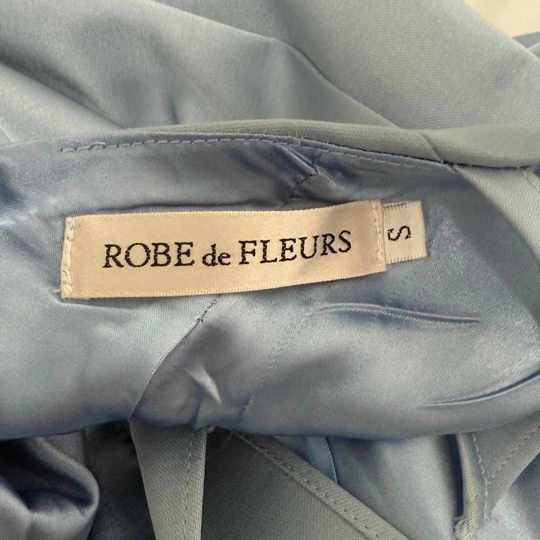 ローブドフルール サテンネックリボンバストジップフレアミニキャバドレス ブルー