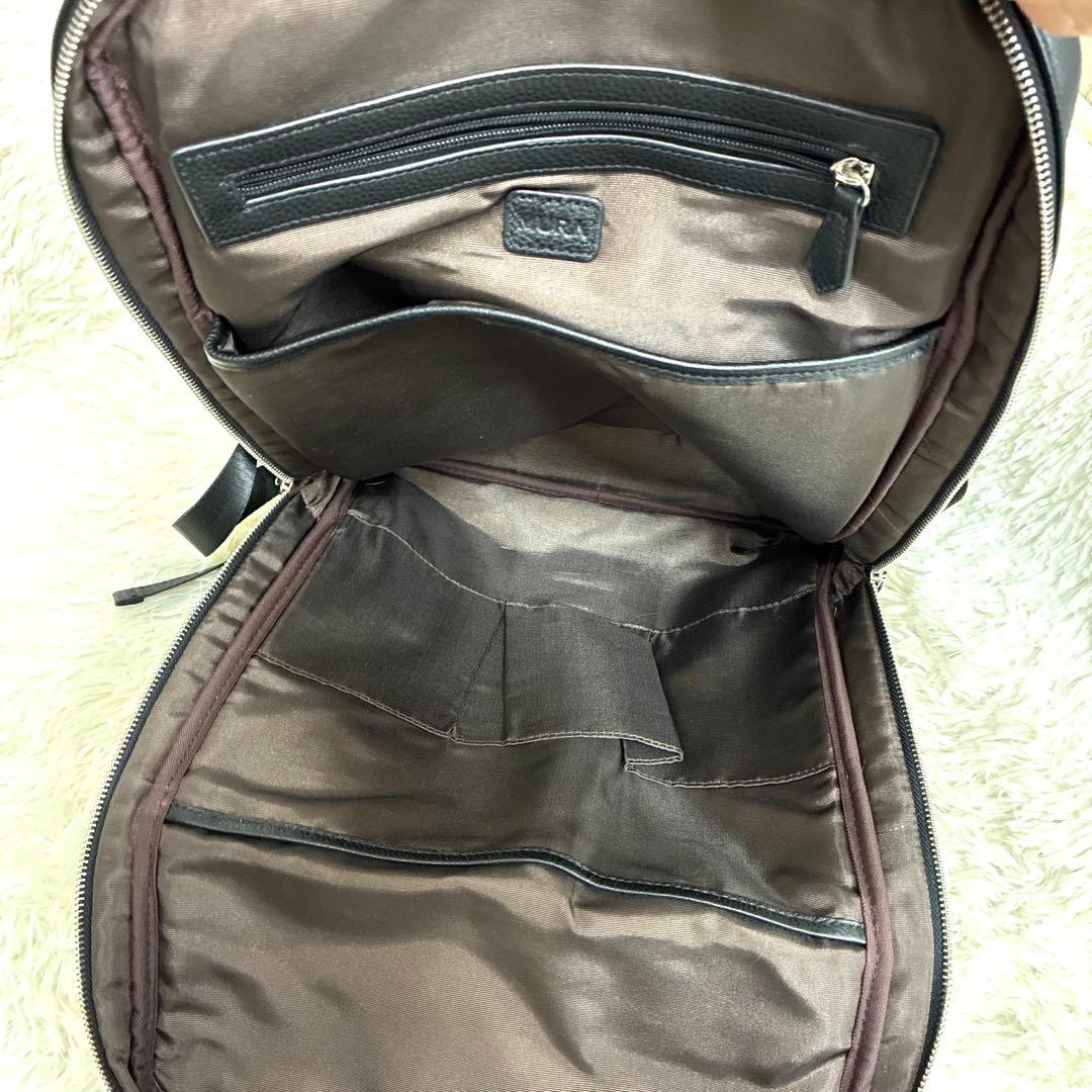 美品 MURA ムラ リュックサック レザー シボ革 肩掛け 黒 A4可 大容量