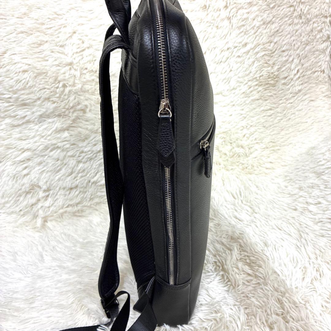 美品 MURA ムラ リュックサック レザー シボ革 肩掛け 黒 A4可 大容量