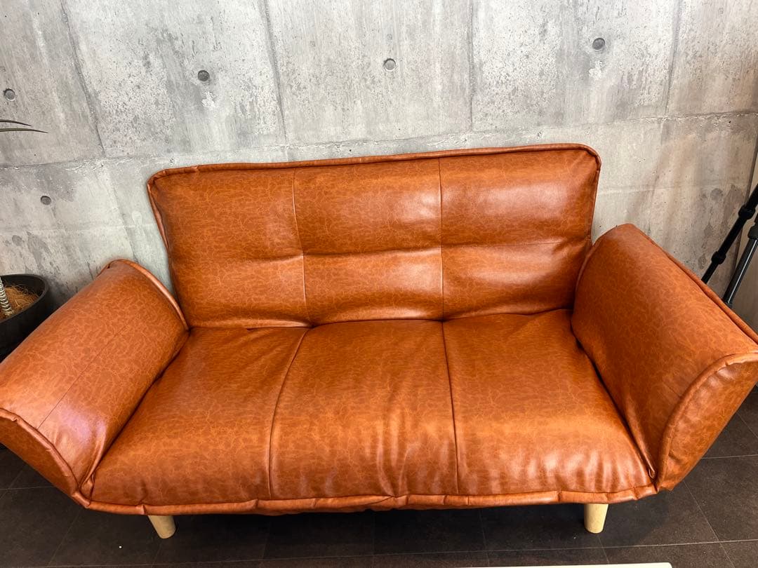 レトロスタイル ブラウン 2人掛けソファ(説明を見てから購入お願い致します)