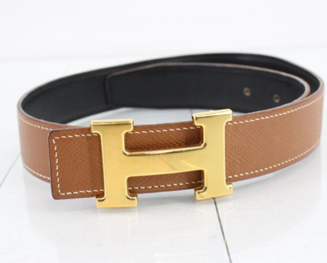 エルメス　Hバックル　コンスタンス　ベルト　ゴールド　ブラウン　レザー