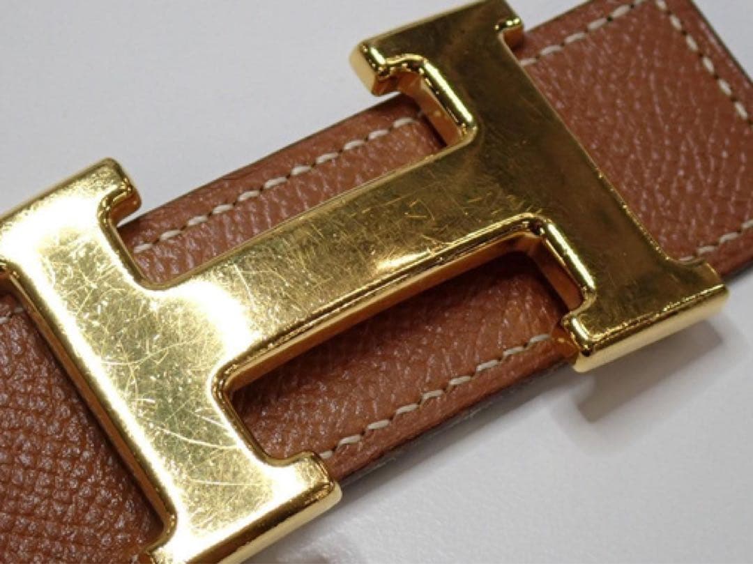 エルメス　Hバックル　コンスタンス　ベルト　ゴールド　ブラウン　レザー