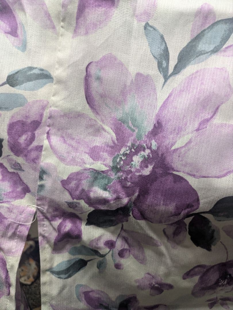 紫色花柄浴衣・リボン帯セット