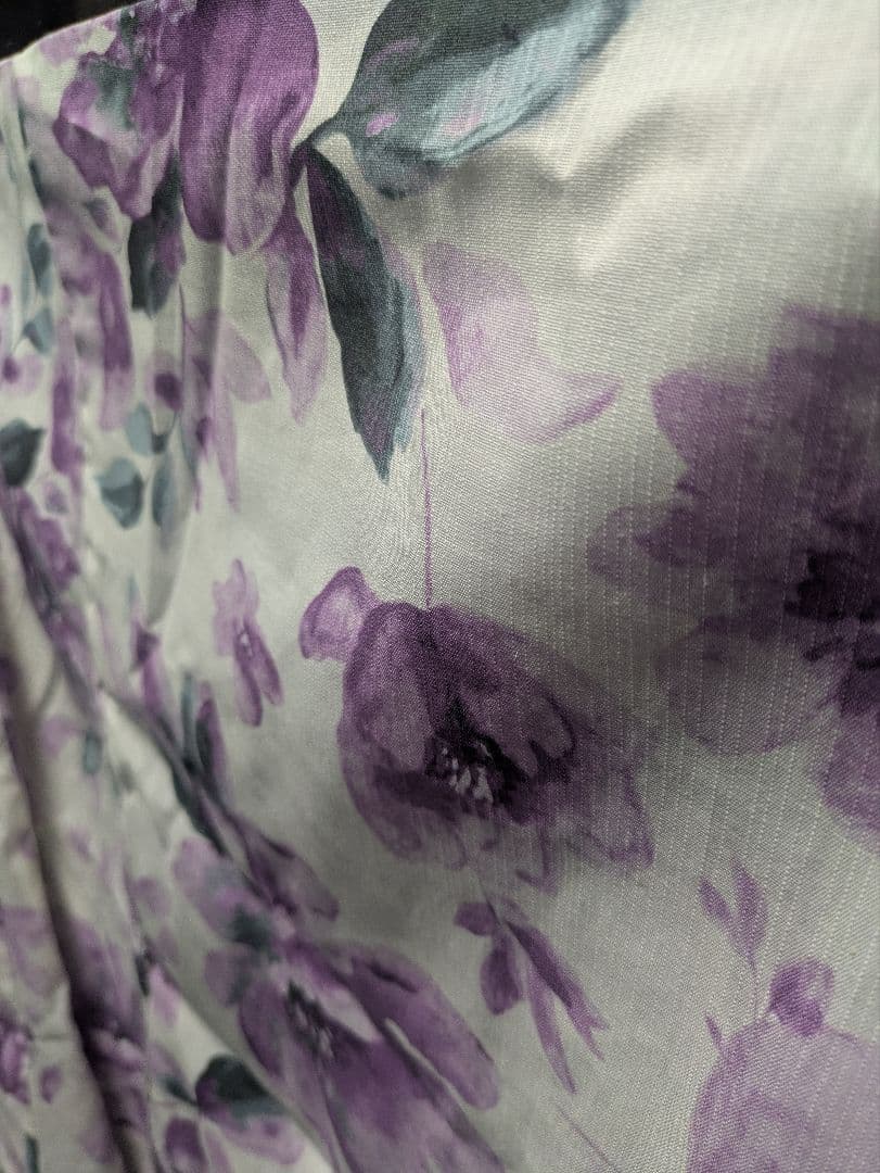 紫色花柄浴衣・リボン帯セット