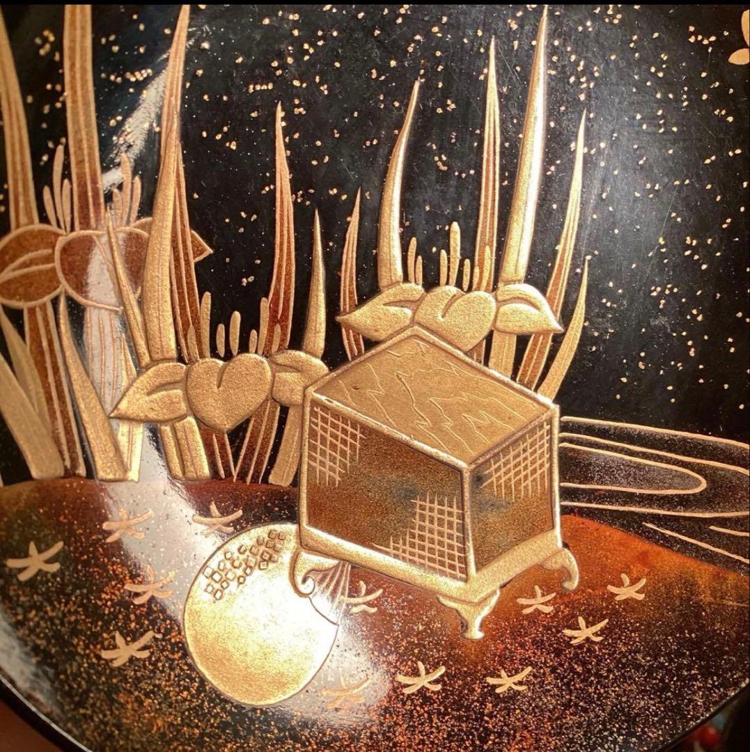 A1060 木製輪島塗　衝羽根に流水菖蒲　吸物椀　蒔絵　2客さくら❣️