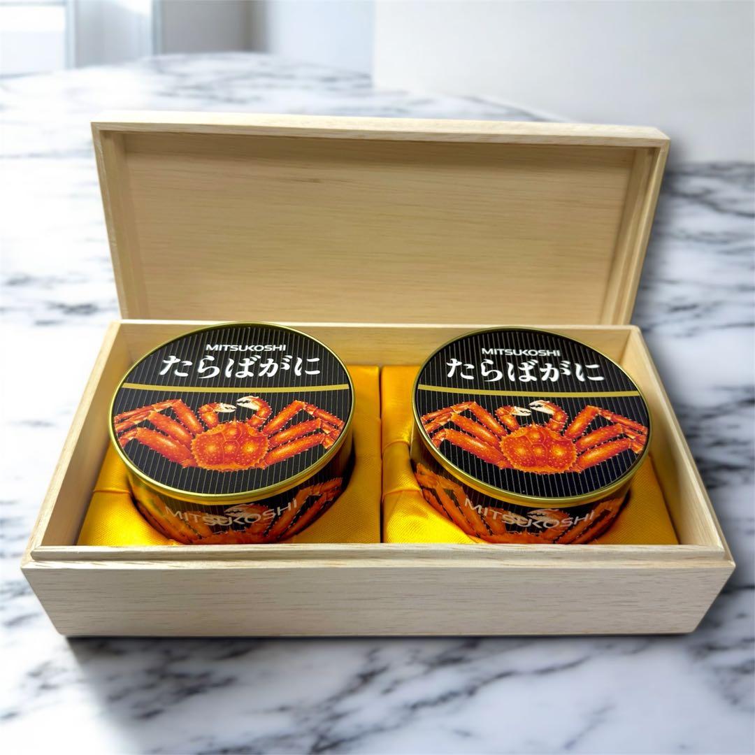 三越 たらばがに缶詰 木箱入り 年末年始にどうぞ 高級蟹
