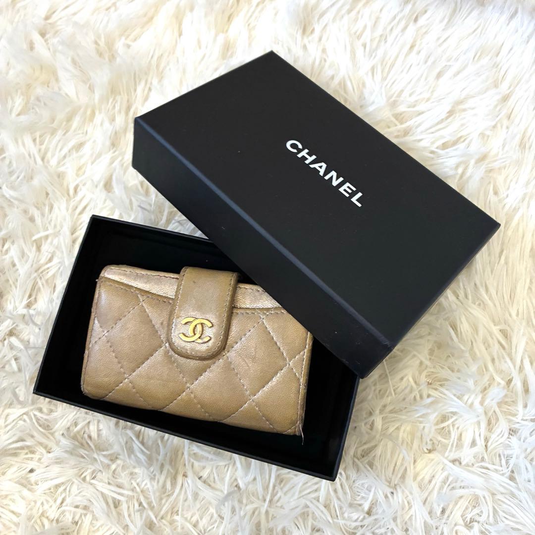 CHANEL マトラッセ スモールウォレット ミニ財布 カード入れ ゴールド