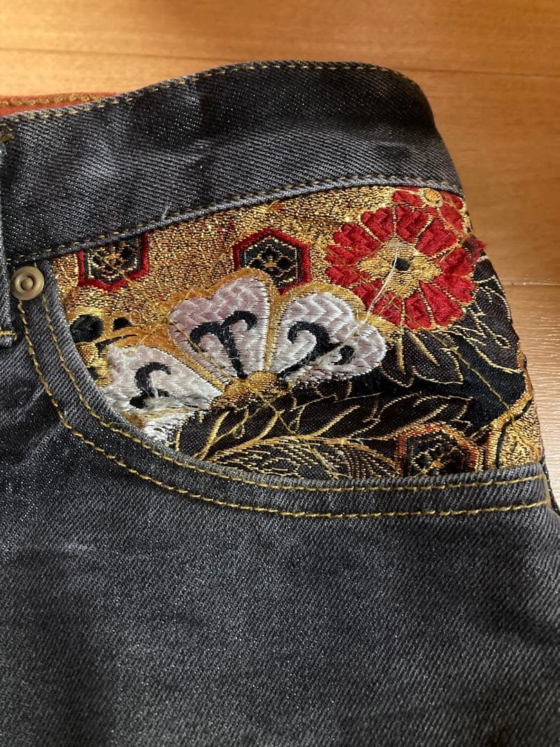 絡繰魂 流儀圧搾 プレミアムゴールド龍デニム 36インチ