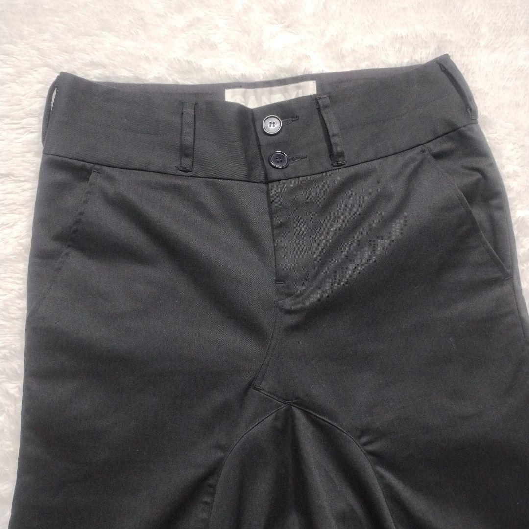 【極美品】ガンリュウ　サルエルパンツ　クロップド　ストレッチ　裾スリット　黒　M