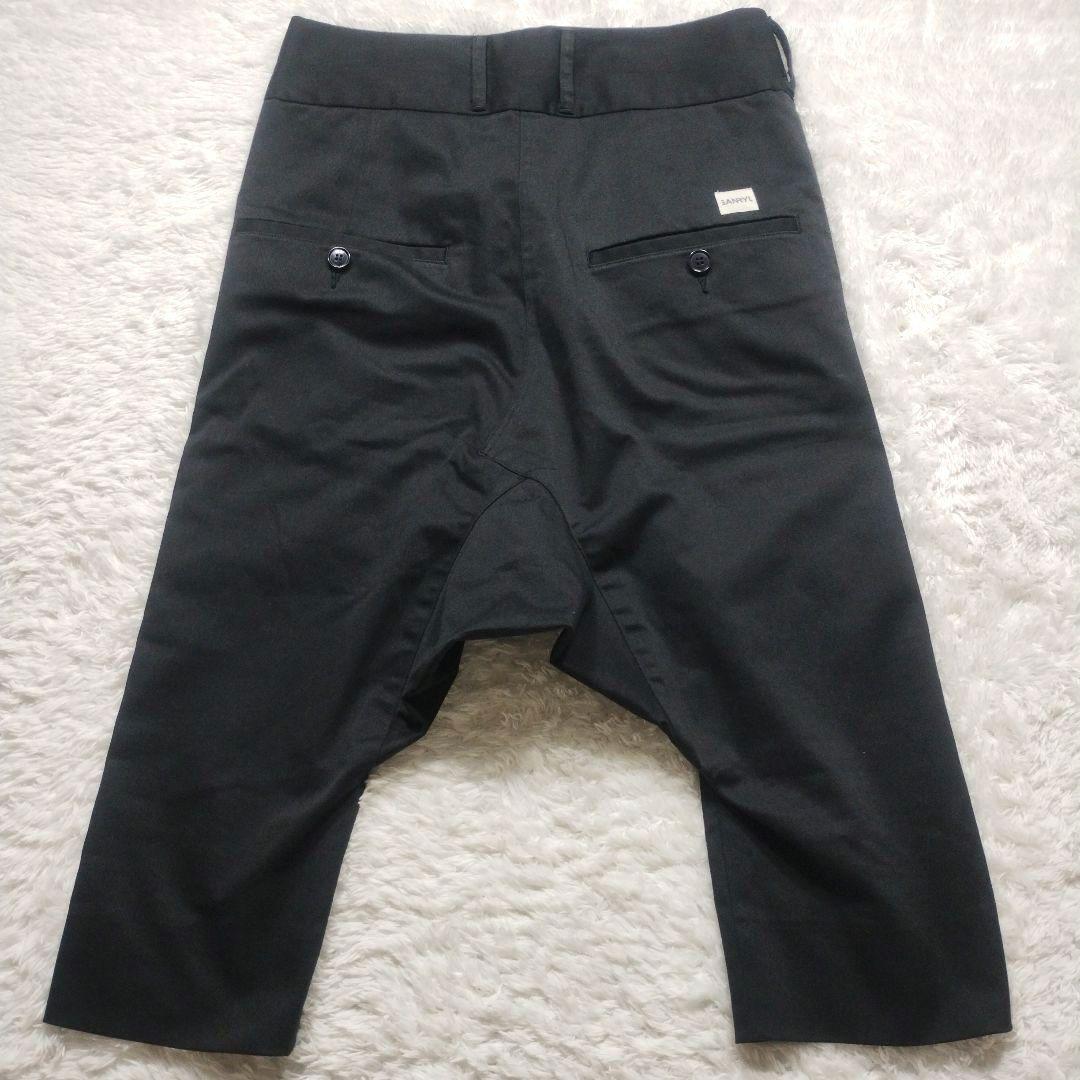 【極美品】ガンリュウ　サルエルパンツ　クロップド　ストレッチ　裾スリット　黒　M