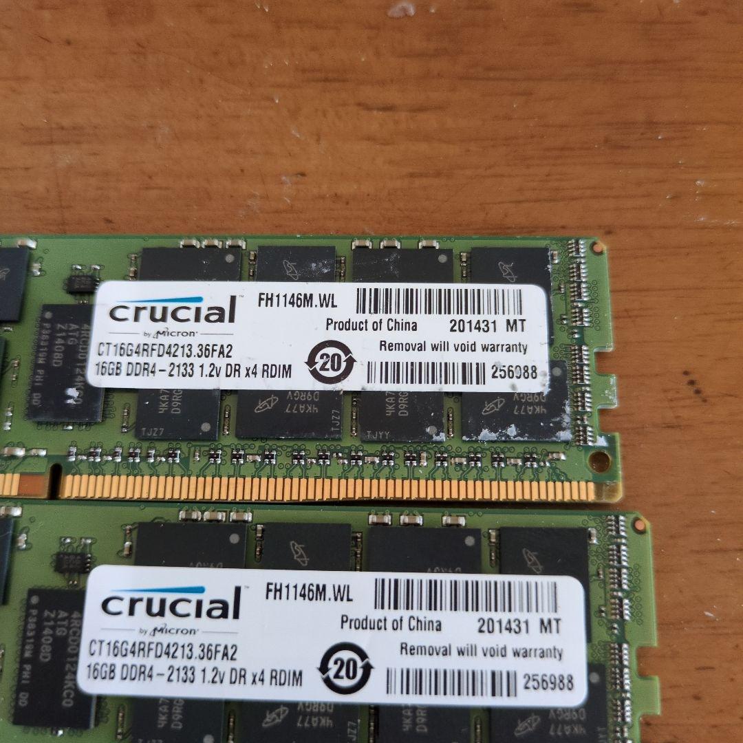 Crucial 16GB DDR4 メモリ PC4-2133P 288ピン4枚