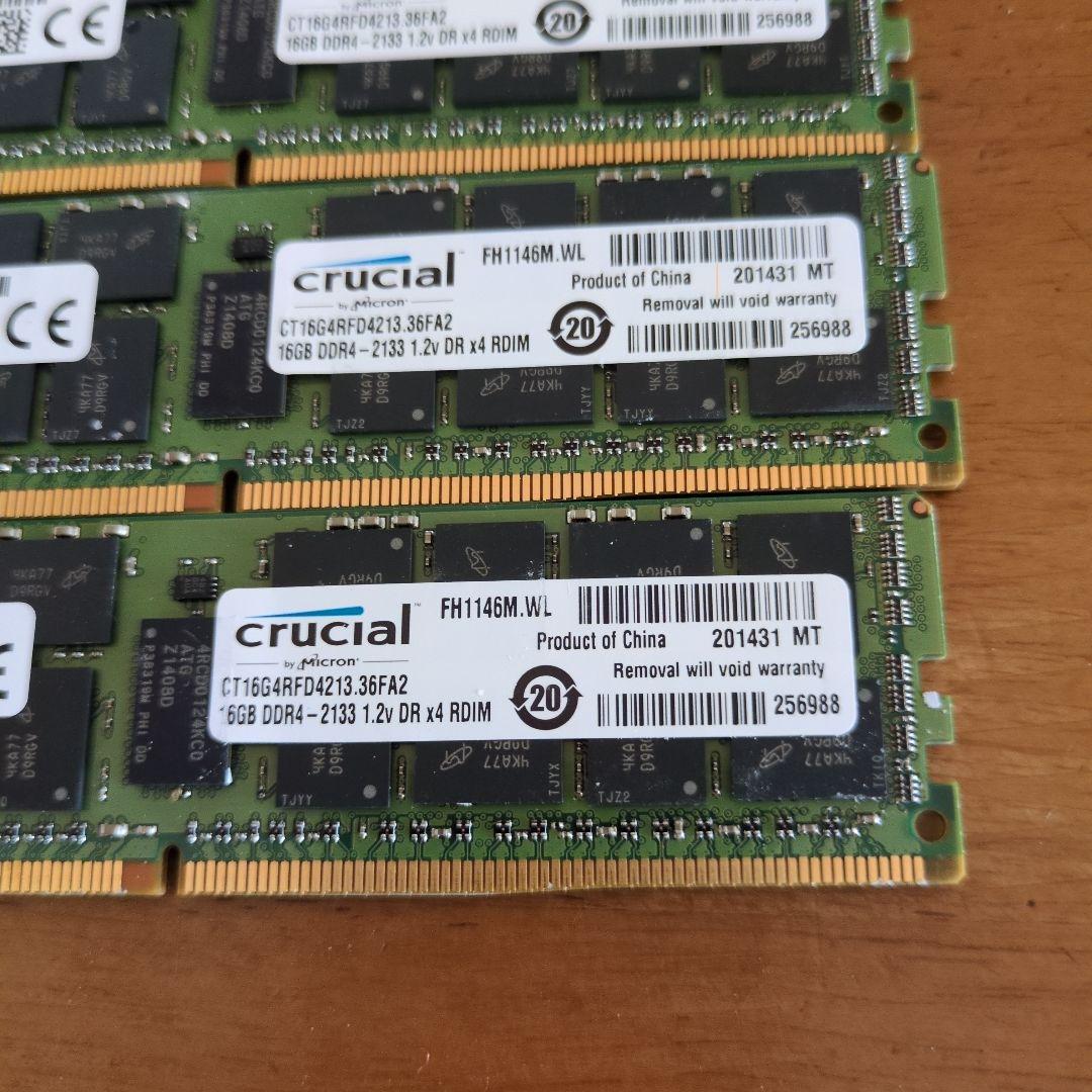 Crucial 16GB DDR4 メモリ PC4-2133P 288ピン4枚
