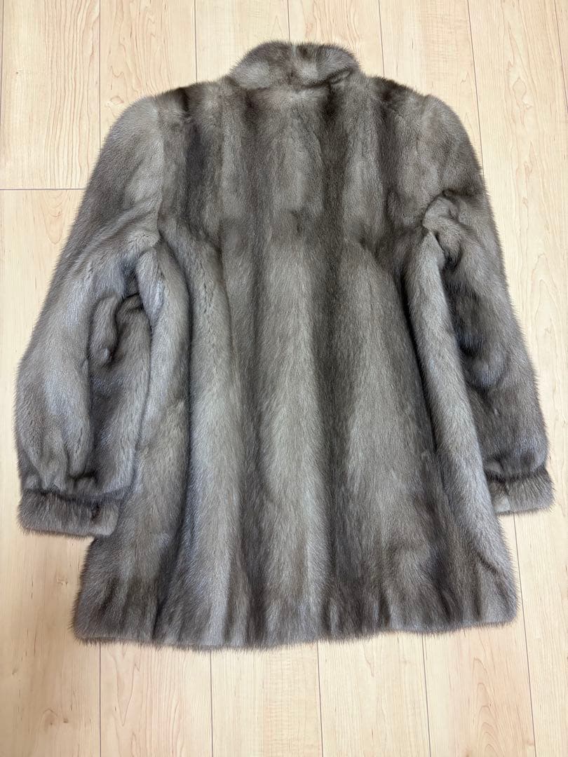 グレー 毛皮コート シルク裏地