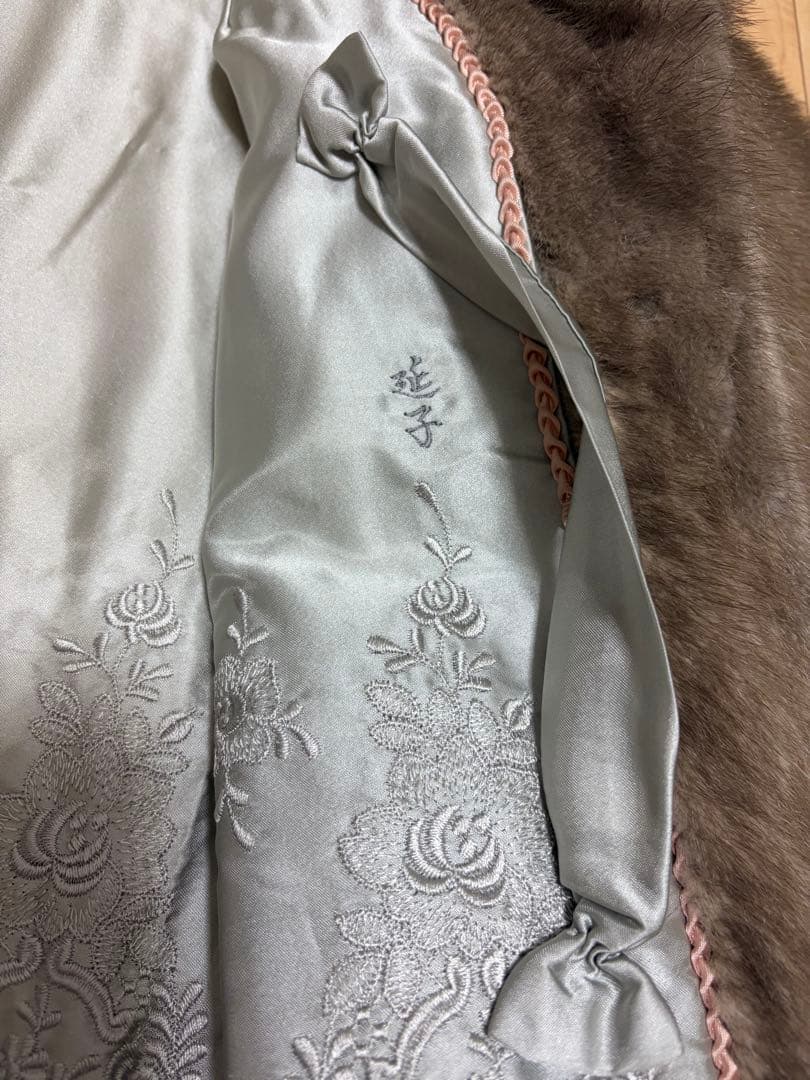グレー 毛皮コート シルク裏地