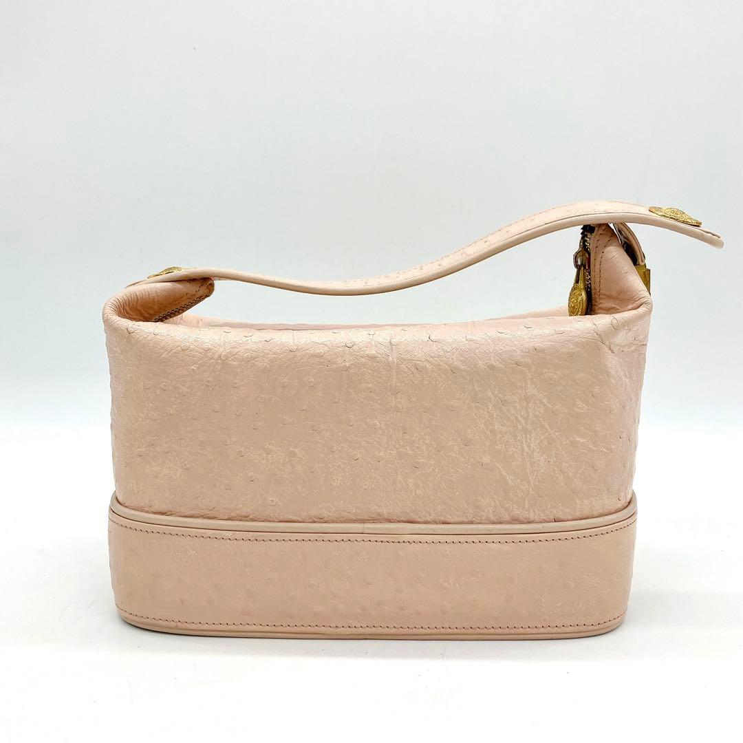 【GIANNI VERSACE】バニティバッグ　サンバースト　オーストリッチ型押