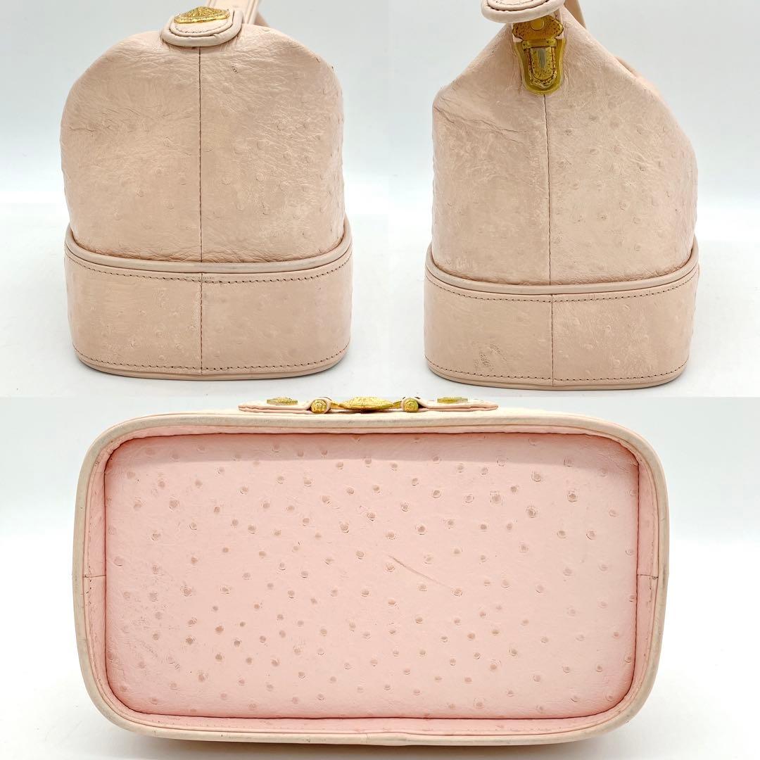 【GIANNI VERSACE】バニティバッグ　サンバースト　オーストリッチ型押