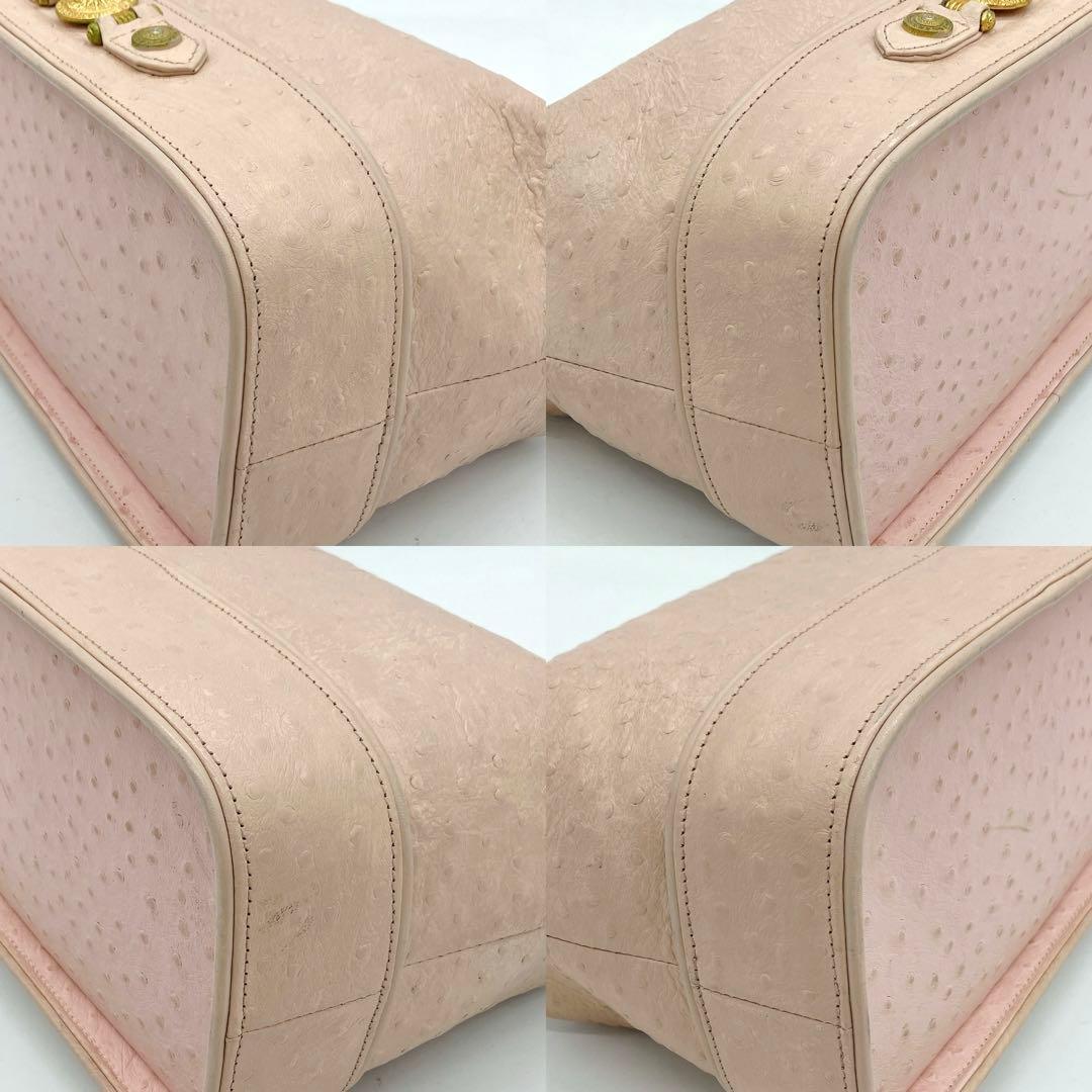 【GIANNI VERSACE】バニティバッグ　サンバースト　オーストリッチ型押