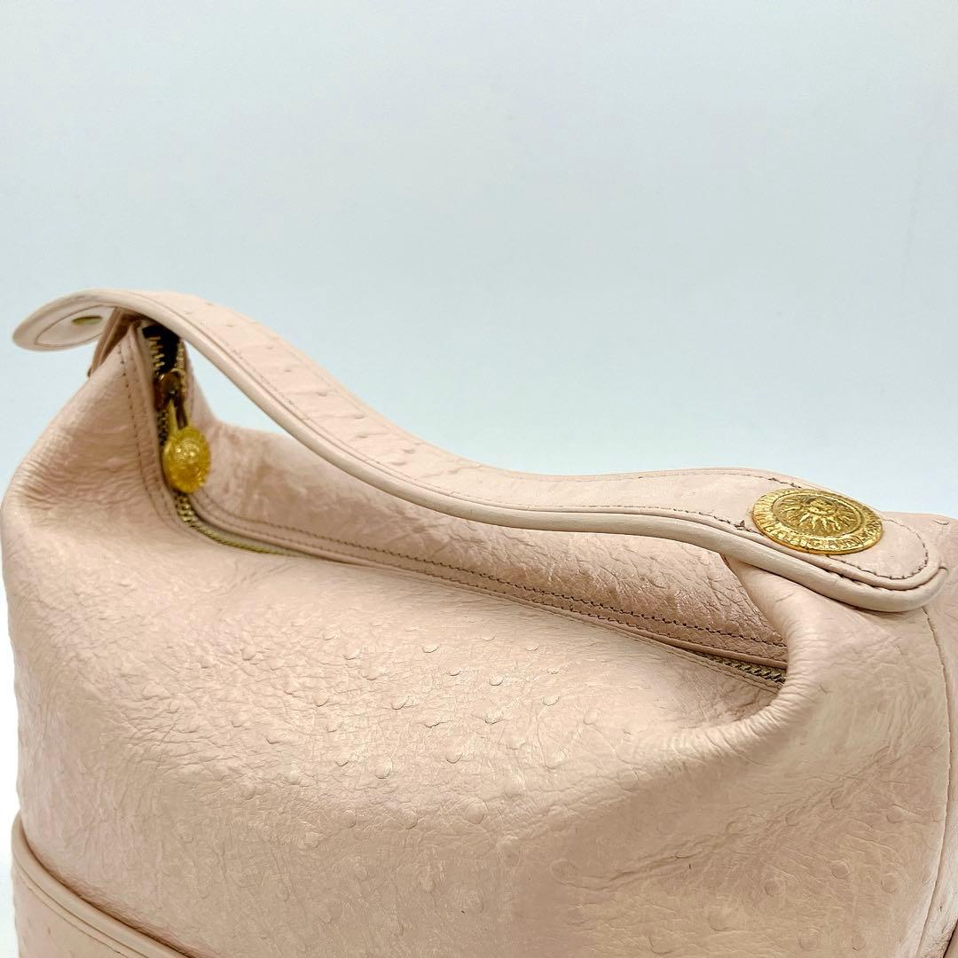 【GIANNI VERSACE】バニティバッグ　サンバースト　オーストリッチ型押