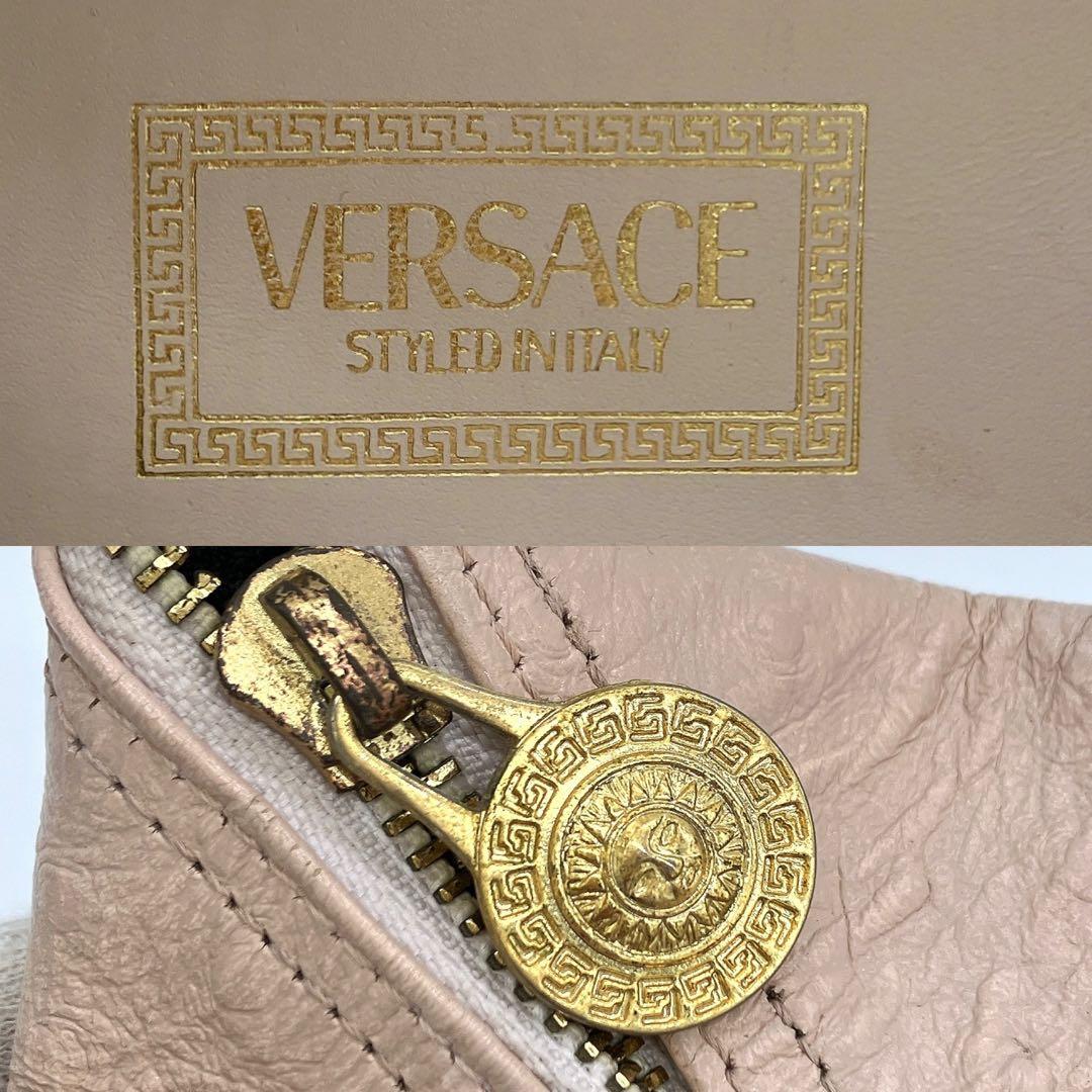 【GIANNI VERSACE】バニティバッグ　サンバースト　オーストリッチ型押