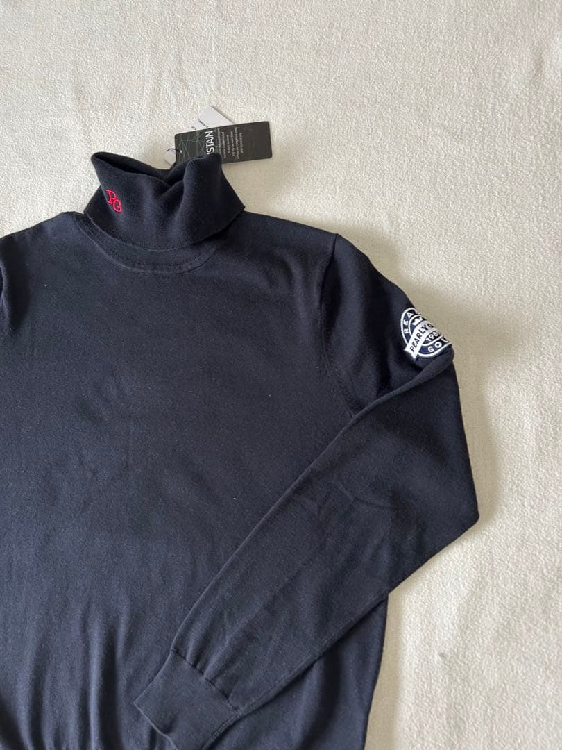 新品 パーリーゲイツ タートルネックニット セーター ネイビー濃紺
