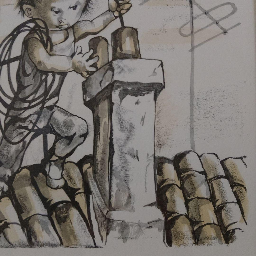 \"新品\" 藤田嗣治　木版画『小さな職業人より煙突掃除夫』1960年制作、共箱付