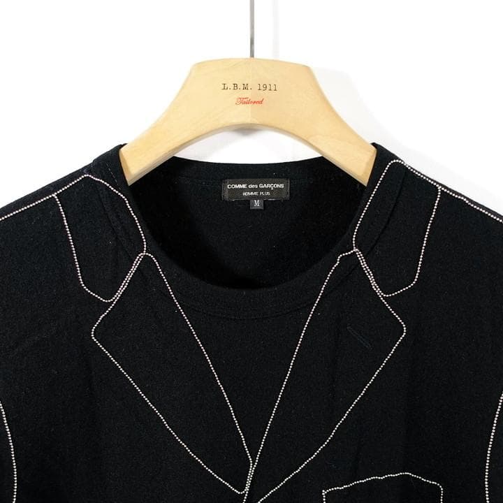 ★良品★コムデギャルソンオムプリュス　ビーズ　ジレ柄ニット