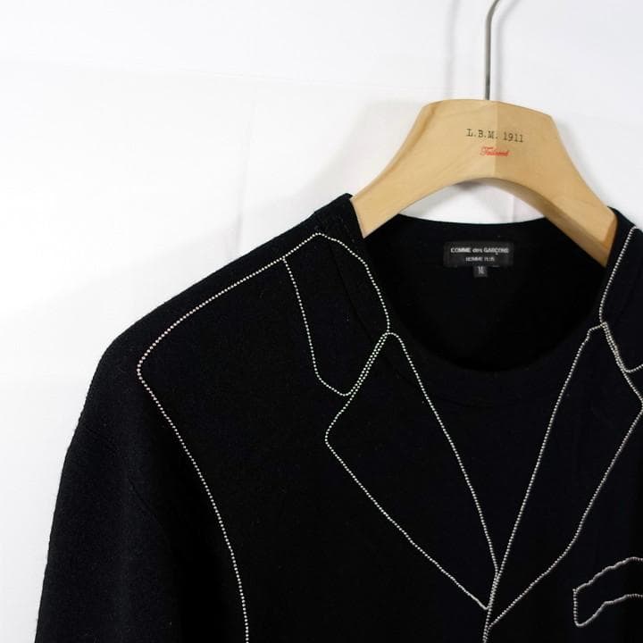 ★良品★コムデギャルソンオムプリュス　ビーズ　ジレ柄ニット