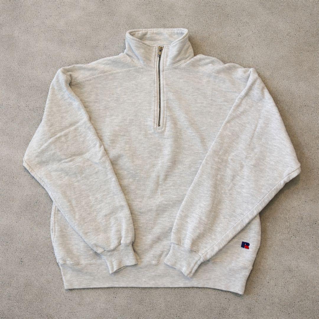 【美品】90s USA製 ラッセル アスレチック ハーフジップ スウェット L