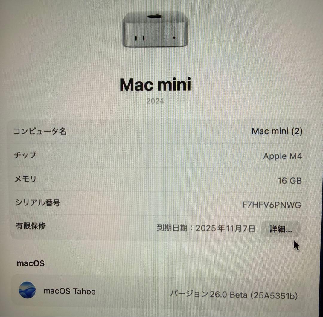 Macデスクトップ Apple Mac mini M4 16G/256