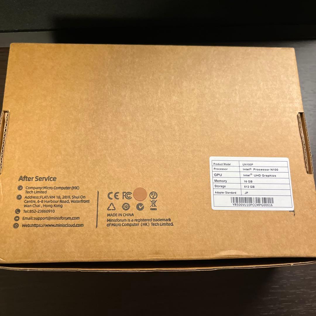 【美品】MINISFORUM UN100PミニPC SSD 512GB