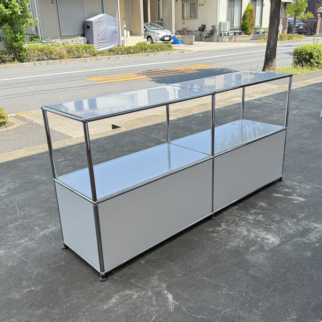 【未使用/保管品】USMハラー 2列2段 扉付き キャビネット ライトグレー