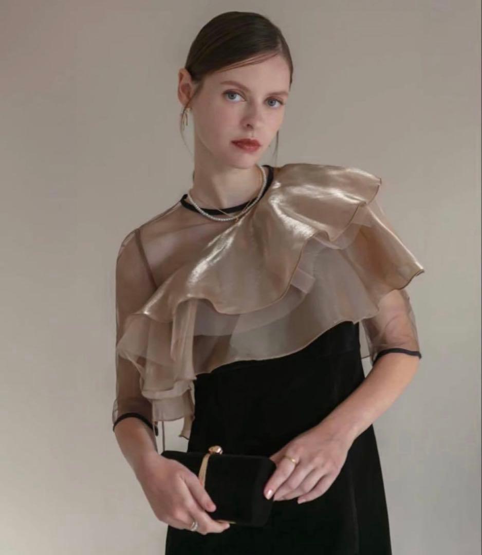 アシンメトリーフリルロングドレス