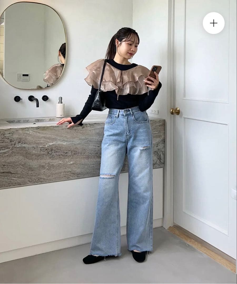 アシンメトリーフリルロングドレス