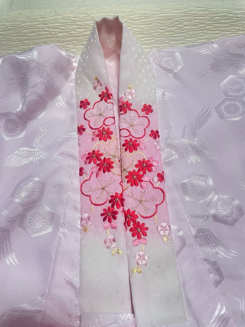 お宮参り　産着　掛け着　金駒刺繍　絞り　正絹　高級　半襟　七五三　女の子　長襦袢