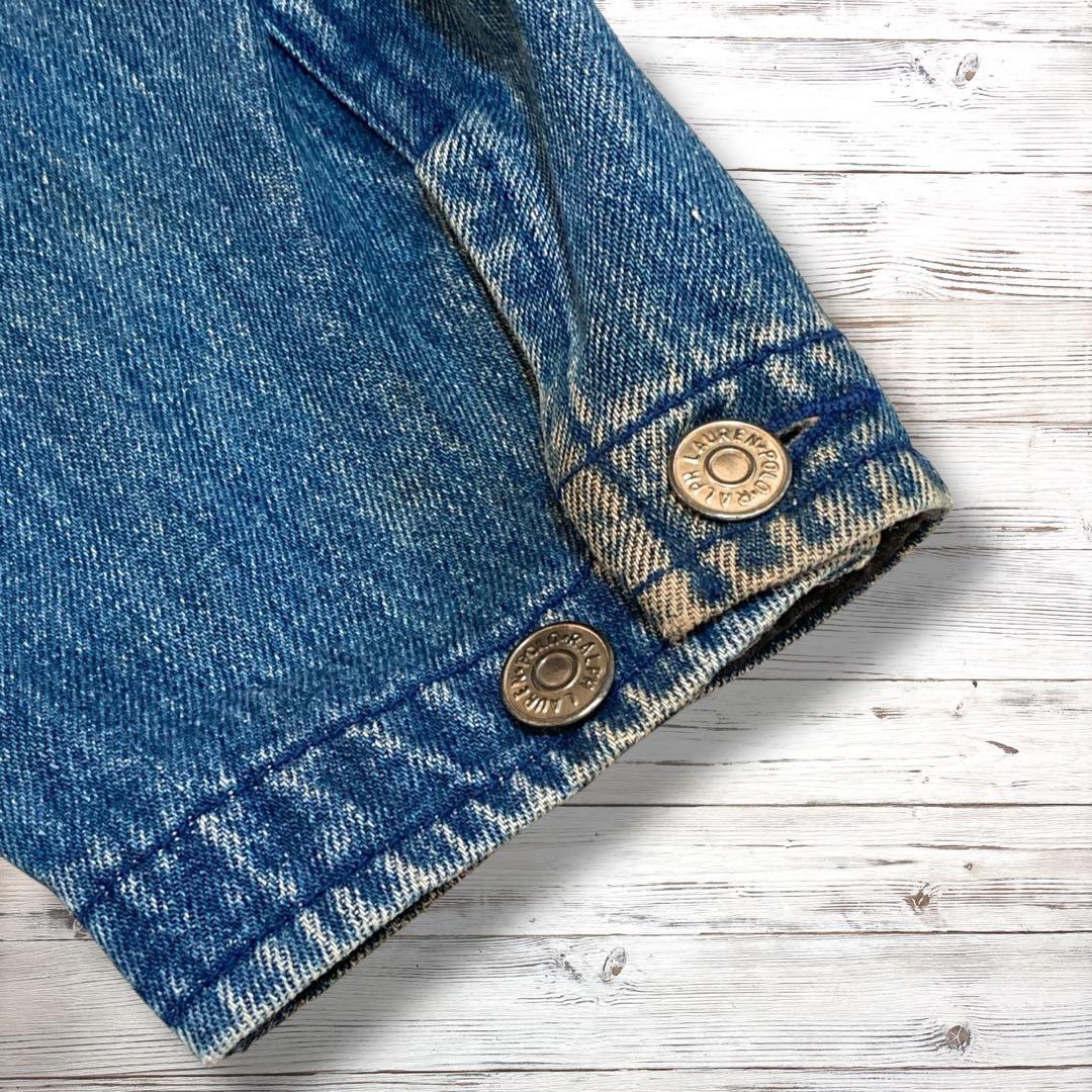 80s ポロ ラルフローレン デニムジャケット シンプル 青 M 1780