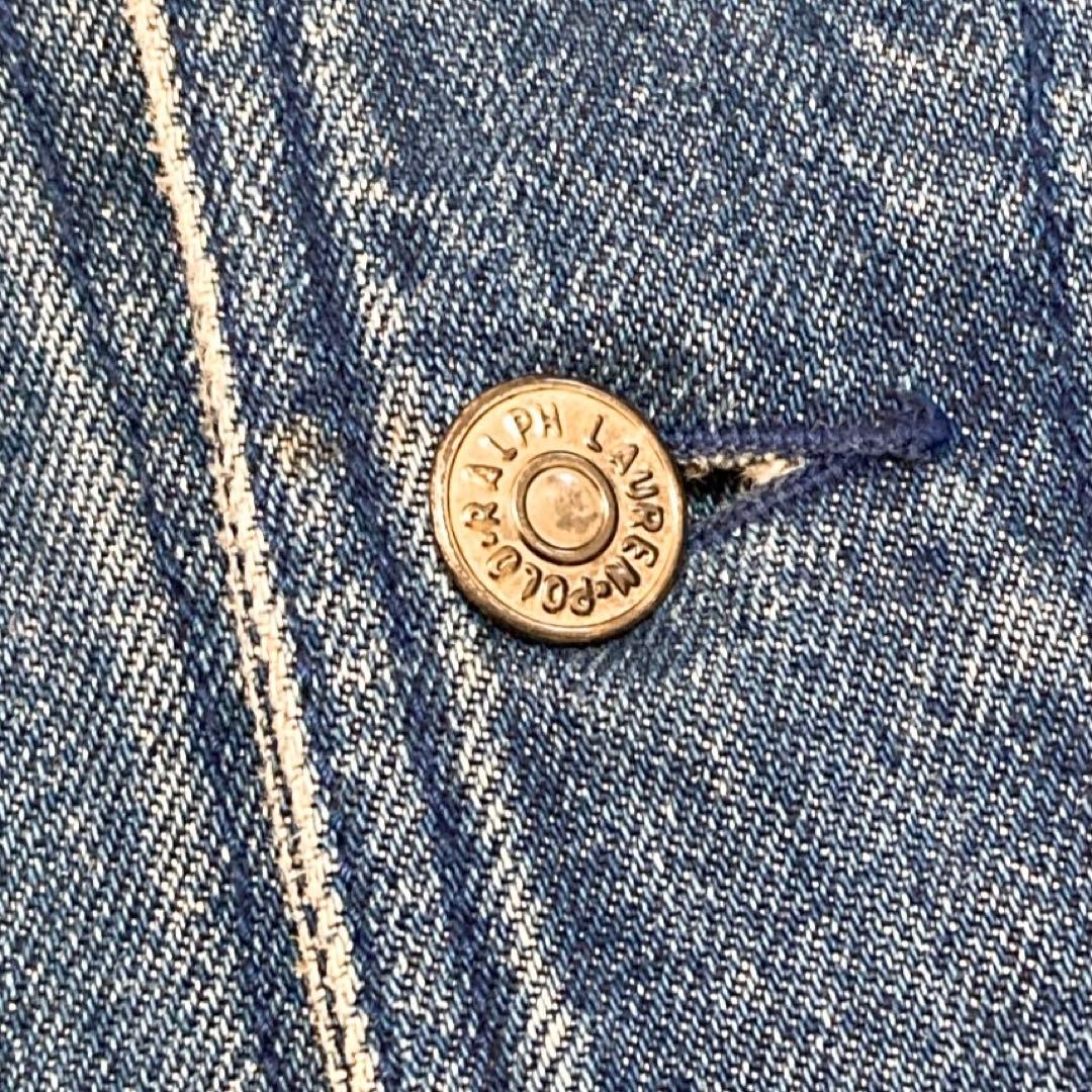 80s ポロ ラルフローレン デニムジャケット シンプル 青 M 1780
