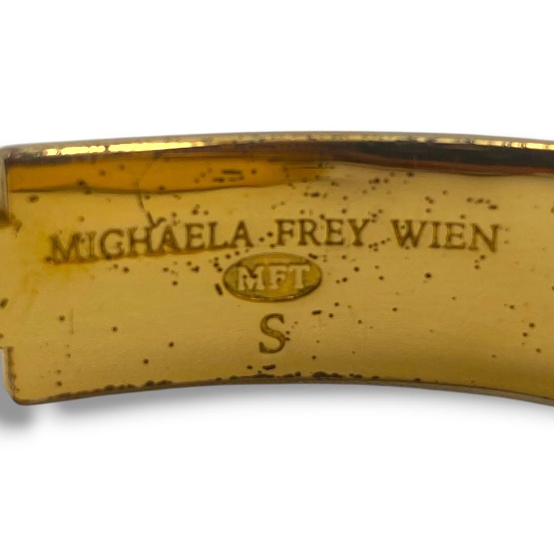 美品 MICHAELA FREY ミカエラフレイ バングル S 花柄 黒 金