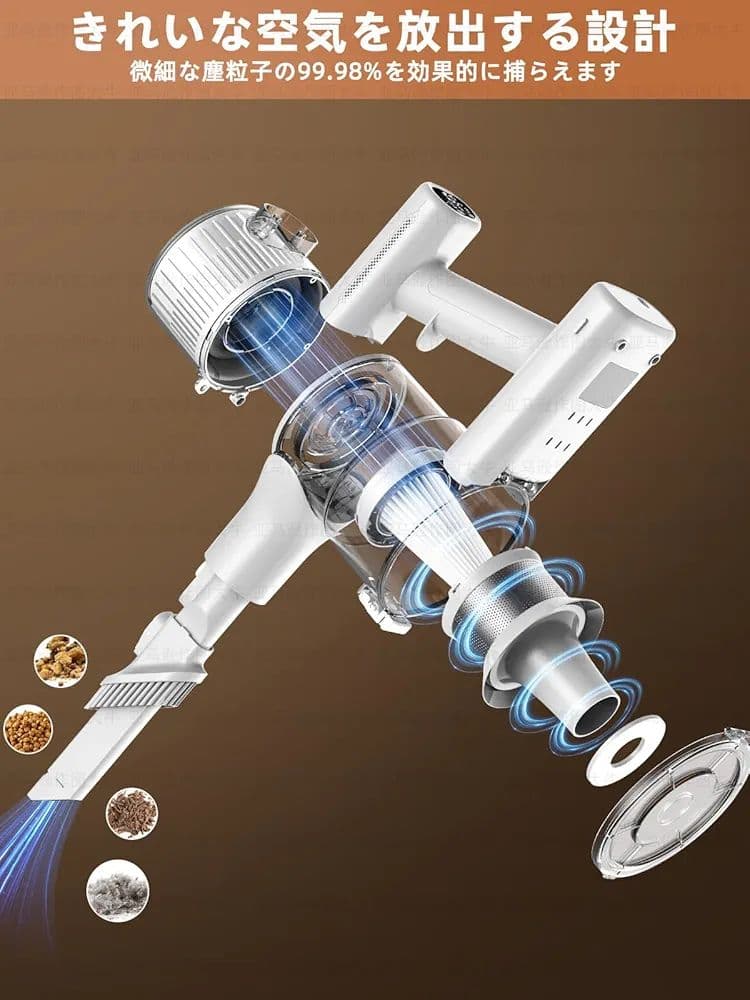 掃除機 コードレス46000pa強力吸引& LED液晶ディスプレイ& 軽量