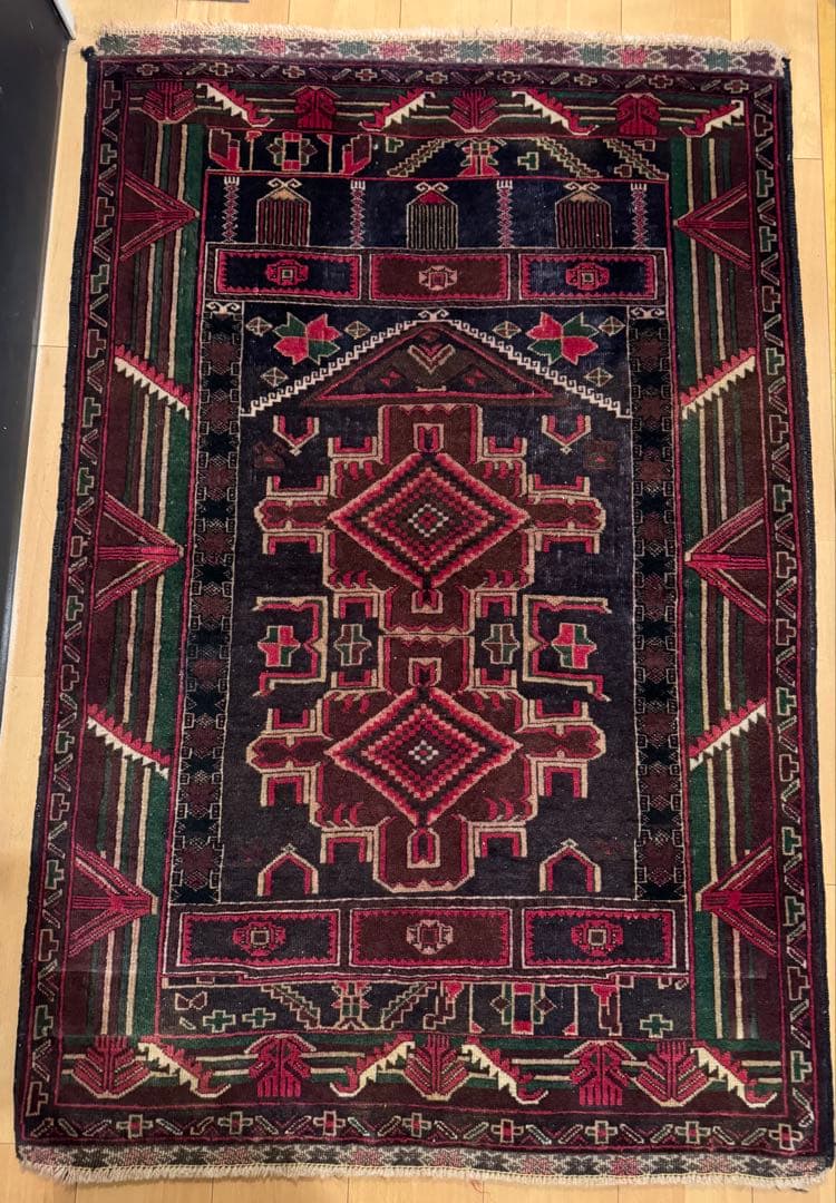 ラグ 約85x135cm トルコ　オールド絨毯 トライバルラグ ヴィンテージ