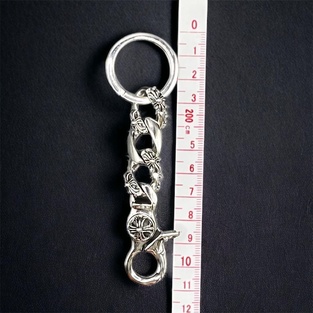 シルバー925 クロス フローラル キーチェーン キーホルダー キーリング 新品