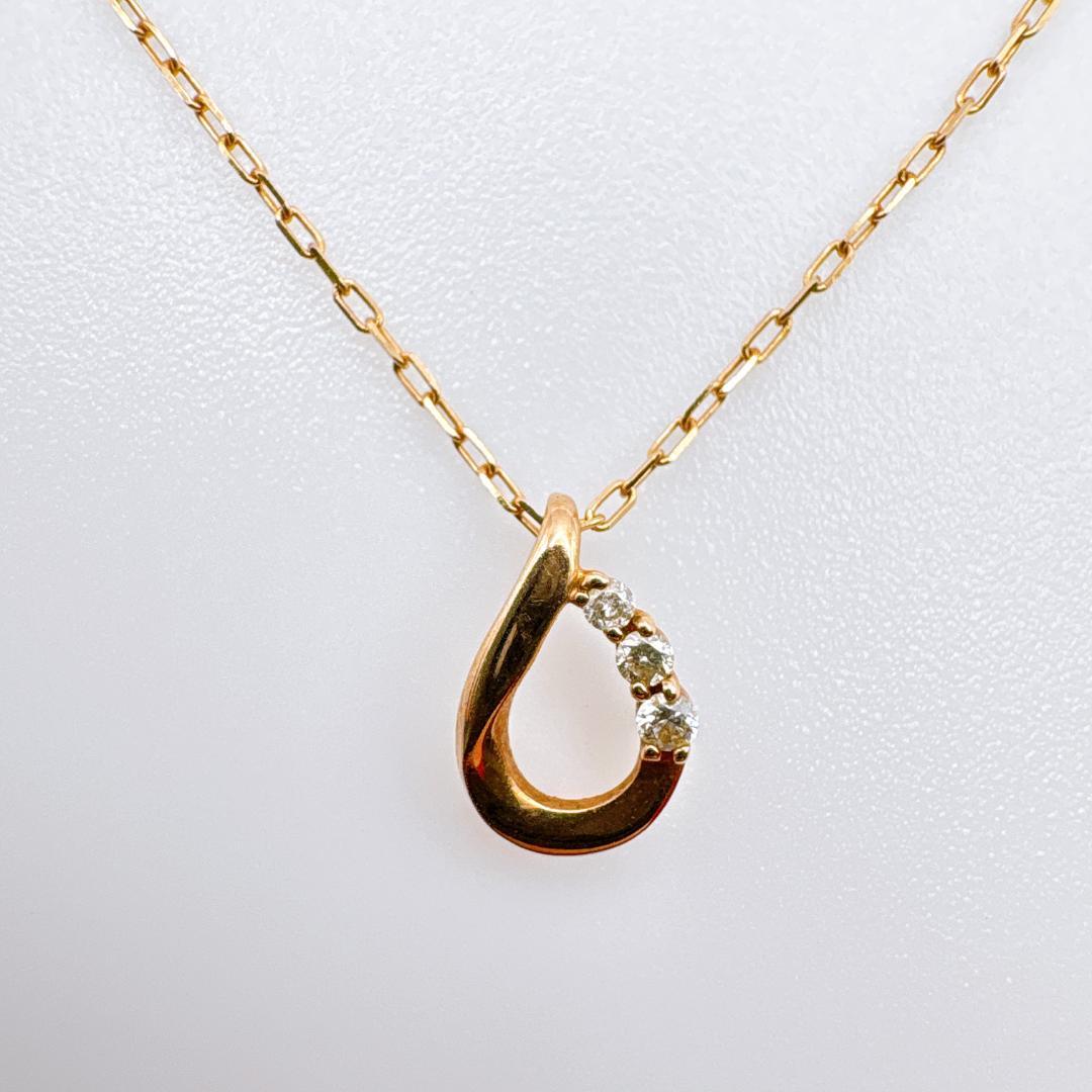 い*ご様 【4℃】K10ゴールド しずくモチーフ ダイヤモンド ピンクゴールドネ