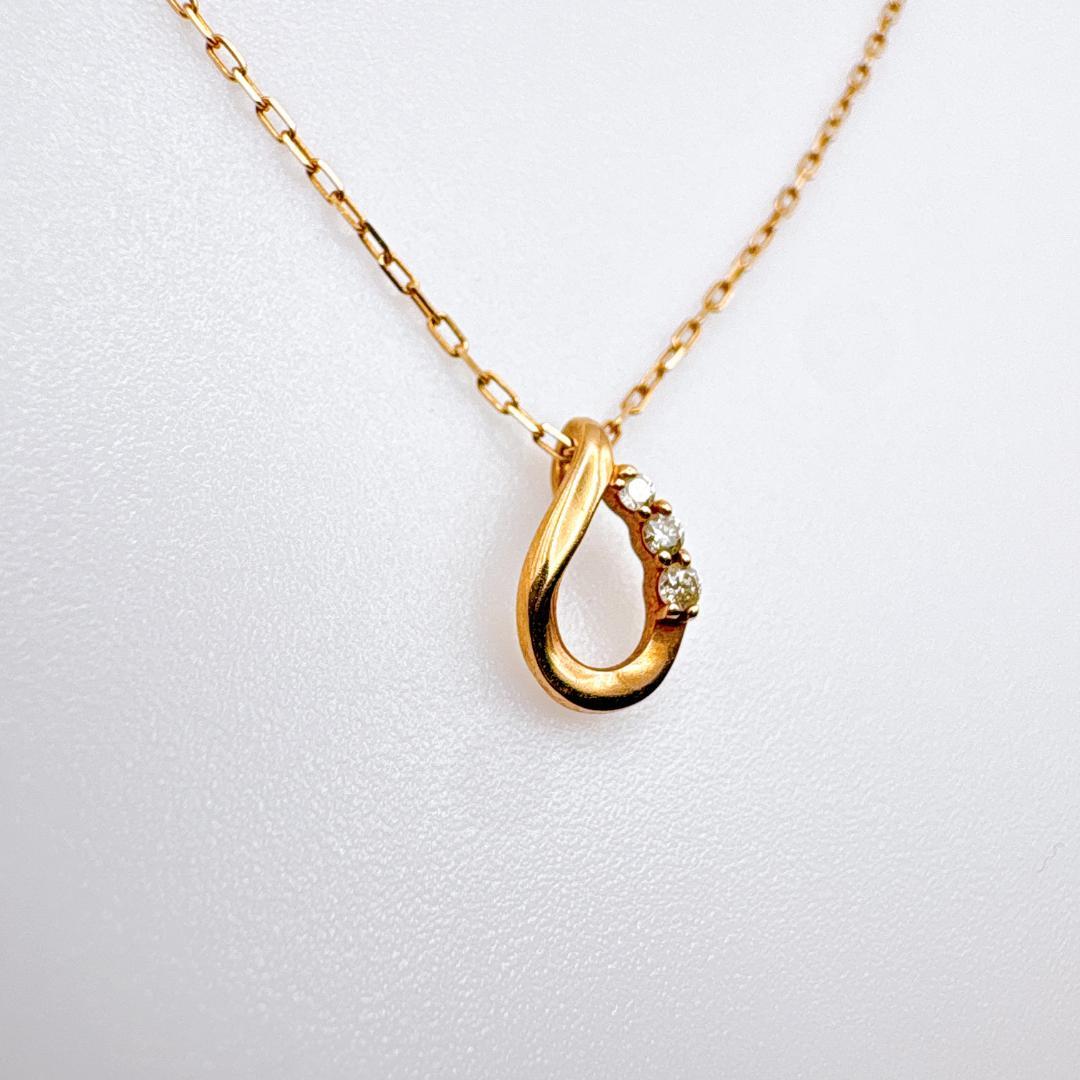 い*ご様 【4℃】K10ゴールド しずくモチーフ ダイヤモンド ピンクゴールドネ