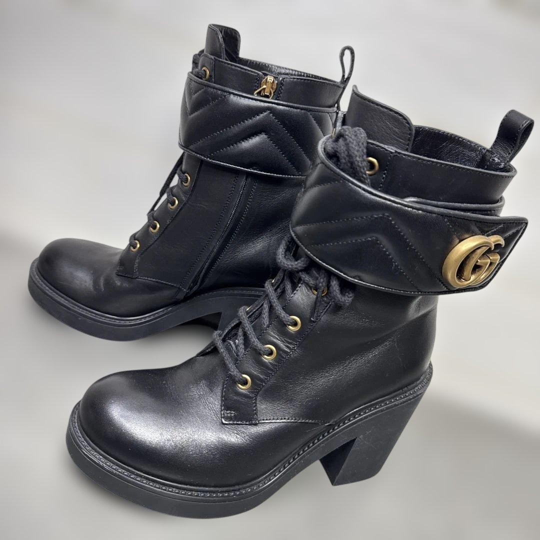極美品　グッチ　GUCCI アンクルブーツ　ダブルG ブラック　24cm