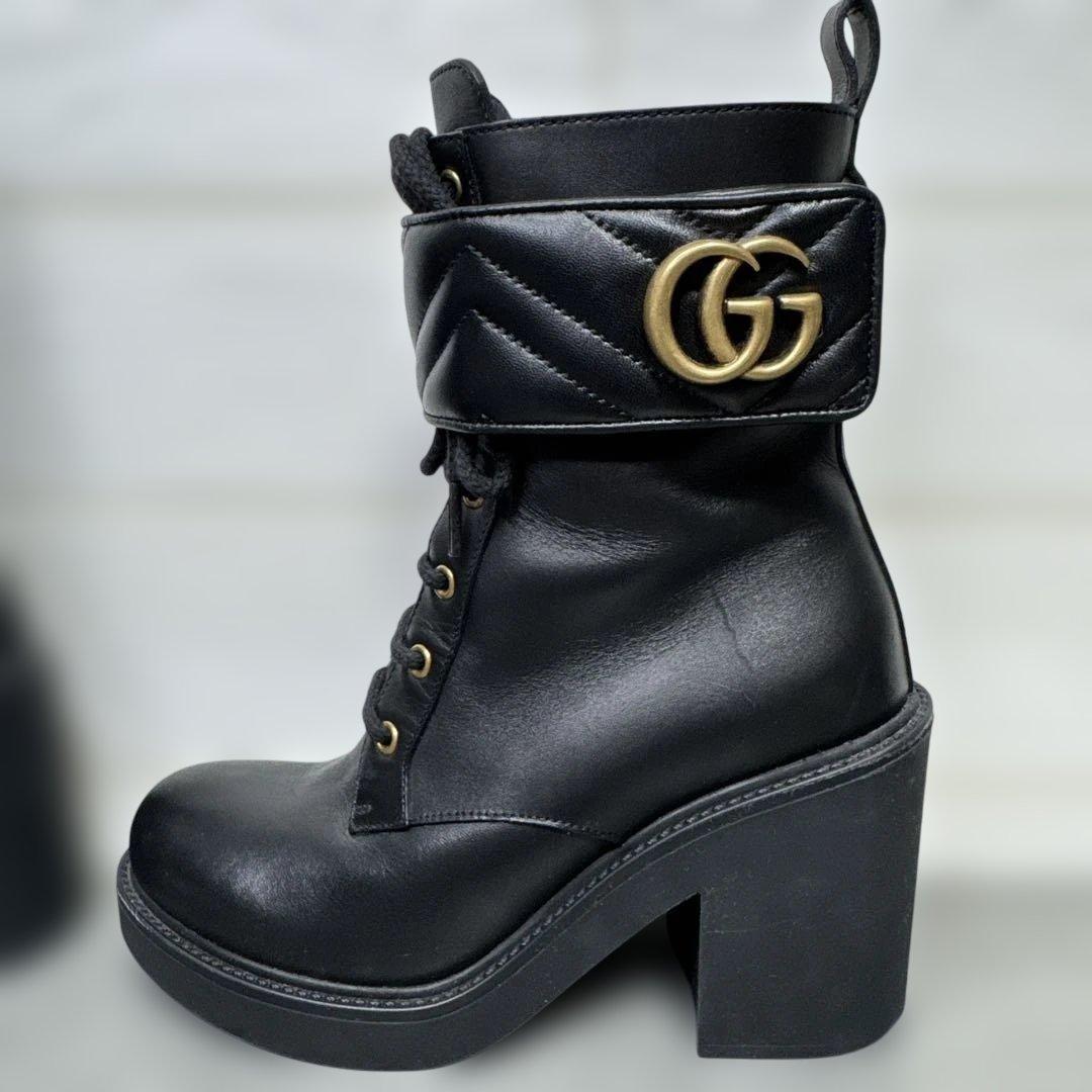 極美品　グッチ　GUCCI アンクルブーツ　ダブルG ブラック　24cm