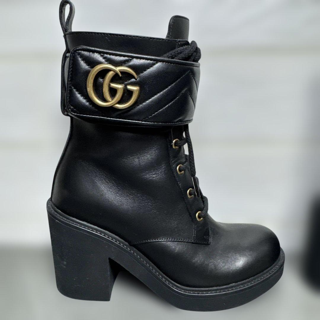 極美品　グッチ　GUCCI アンクルブーツ　ダブルG ブラック　24cm
