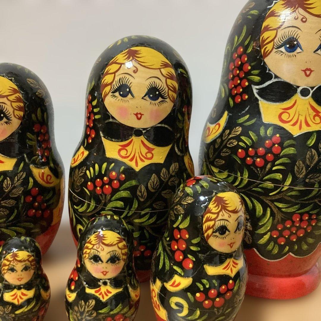 ロシア民芸品マトリョーシカ10個セット 手描き25センチ