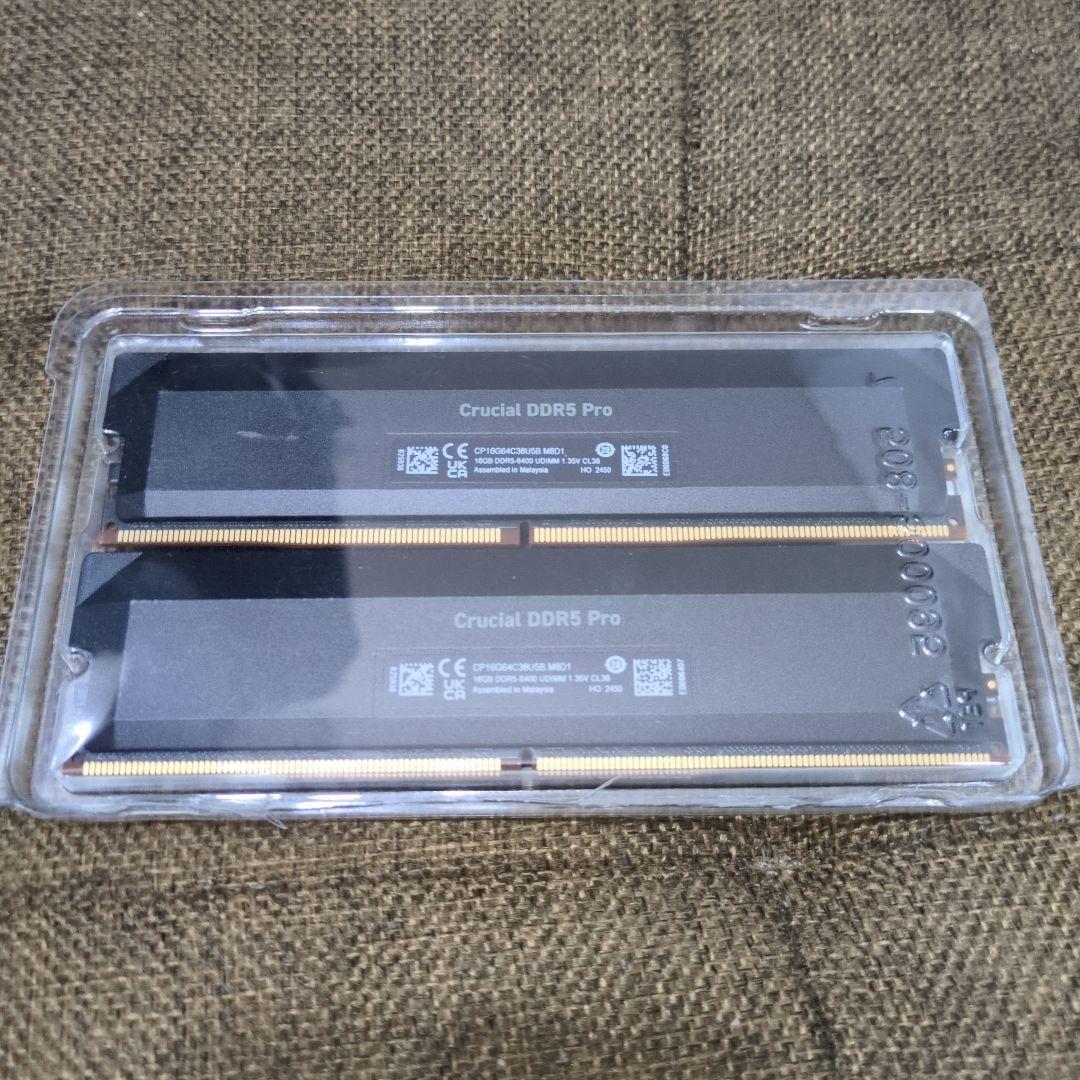 DDR5メモリ16GB×2 （Crucial DDR5-6400 OC）